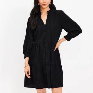 Loft Textured Ruffle Button Swing Dress - Size M